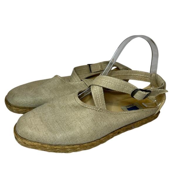 Keds Size 7.5 Women's Tan Vacation Canvas Criss Cross Strappy Espadrilles Casual - Picture 1 of 7